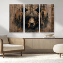 Rustic Grizzly 399 Wall Art | Triptych Canvas Print | Rustic