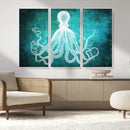Green Octopus Abstract Wall Art Canvas Print