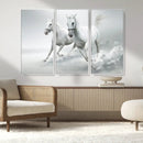 Large Wall Art Canvas Print – Beautiful Running White Horses