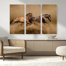 Large Wall Art Canvas Print – Two Running Brown Horses