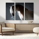 Large Wall Art Cream Colored Horse on Grey Background Canvas