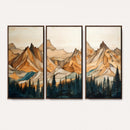 Rustic Wood Mountain Wall Art Print | Triptych Giclee Print