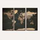 Vintage World Map Canvas Wall Art – Framed Travel Map for
