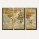 Vintage World Map Wall Art Canvas Print, Detailed World Map