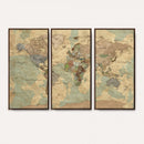 Vintage World Map Wall Art | Ready to Hang and Framed