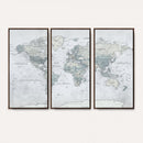 Push Pin World Map Canvas Print - Detailed Vintage World Map