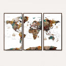 Watercolor World Map Canvas Print – Detailed Map of the