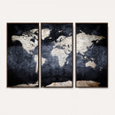 Vintage World Map Canvas Wall Art – Antique Triptych Map