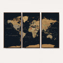 Vintage World Map Earth Globe Countries Oceans Continents
