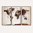 Blue Watercolor World Map Canvas Print – Framed Modern Wall