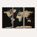 Beige World Map Canvas Wall Art Print, Minimal Black and