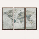Neutral Vintage World Map Canvas Wall Art Print, Classic Map