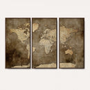 Dark Vintage World Map Canvas Wall Art Print, Antique Map