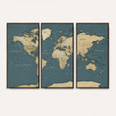 Minimal Vintage World Map Canvas Wall Art Print, Neutral