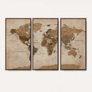World Map Canvas Wall Art Print, Detailed Global Map Artwork