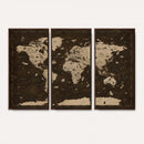 Colorful World Map Canvas Wall Art with Landmarks – Framed