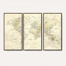Colorful Watercolor World Map Canvas Wall Art – Framed