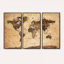 Navy Blue and Gold World Map Canvas Print – Framed Luxury