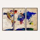 Colorful World Map Canvas Wall Art – Abstract Watercolor Map