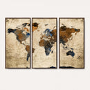 World Map Wall Art Canvas Print, Modern Decorative Framed