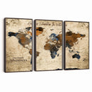 World Map Wall Art – Rustic Earth Tone Canvas Print, Antique