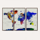 Vintage World Map Canvas Wall Art – Framed Travel Map with