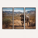 Texas Longhorn Bull Wall Art Canvas Print, Western Farmhouse