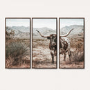Texas Longhorn Bull Wall Art Canvas Print, Western Farmhouse