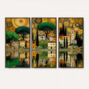 Gustav Klimt Golden Cityscape Wall Art Canvas Print,