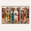 African Folk Art Canvas Wall Art, Colorful African Women Village Painting Print, Tribal Ethnic Home Decor, Vibrant African Art, Living Room
