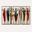 African Folk Art Canvas Wall Art, Colorful African Women Village Painting Print, Tribal Ethnic Home Decor, Vibrant African Art, Living Room