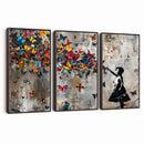 Banksy Wall Art - Banksy Girl and Butterfly Explosion Wall