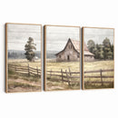 Rustic Farmhouse Barn Wall Art | 3-Panel Framed Gallery Wrap