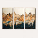 Rustic Wood Mountain Wall Art Print | Triptych Giclee Print