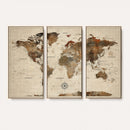 Vintage World Map Wall Art Canvas Print for Living Room,