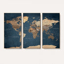 Navy Blue World Map Canvas Print – Framed Travel Map Wall