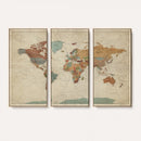 Vintage World Map Canvas Wall Art Print – Framed Modern