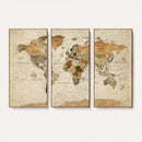 Rustic Vintage World Map Canvas Print – Framed Modern