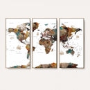 Watercolor World Map Canvas Print – Detailed Map of the
