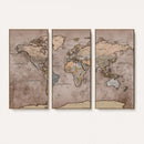 Grunge World Map Canvas Wall Art - Vintage Aged World Map