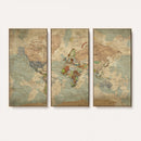 World Map Wall Art Canvas Print, Rustic Map Print, Framed