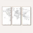 World Map Canvas Print – Framed Modern Detailed Map of the