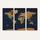 Modern World Map Canvas Print – Framed Detailed Map of the