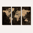 Brown World Map Canvas Print – Modern Travel Map Wall Art,