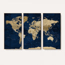 Navy Blue World Map Canvas Print – Detailed Map Minimal Navy