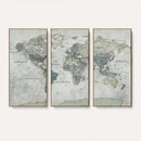 Neutral Vintage World Map Canvas Wall Art Print, Classic Map