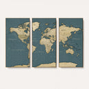 Minimal Vintage World Map Canvas Wall Art Print, Neutral
