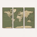 Vintage World Map Canvas Wall Art Print, Classic Global Map