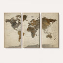 Vintage World Map Canvas Wall Art – Framed Travel Map for