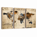 World Map Wall Art – Rustic Earth Tone Canvas Print, Antique
